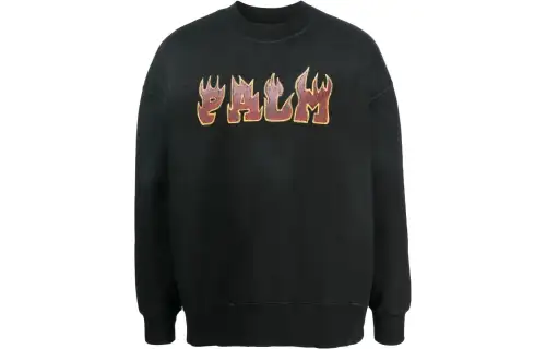 PALM ANGELS Logo Flames Cotton Sweatshirt