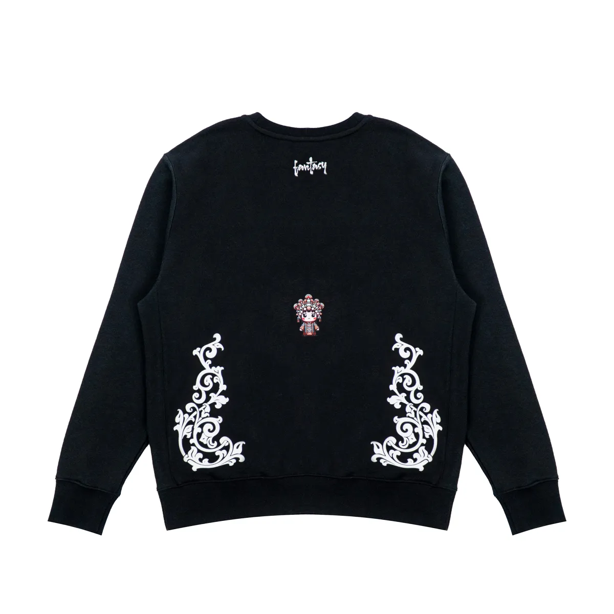 Nike Fantasy Incredible Embroidery Print New Chinese Style Casual Crew Neck Fleece Lined Sweatshirt Unisex Black