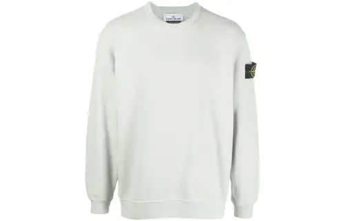 STONE ISLAND FW22 Solid Color Applique Fleece Lined Sweatshirt Men's Pearl Gray