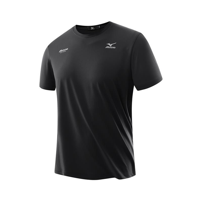 Mizuno Mizuno, travel breathable quick dry solid silk short sleeve T-shirt with a round collar for men and women, loose fit