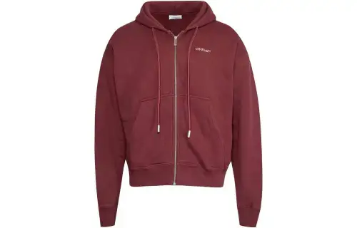 OFF WHITE Sweatshirts Men's Rose Red Hooded Non Detachable Moderate Regular