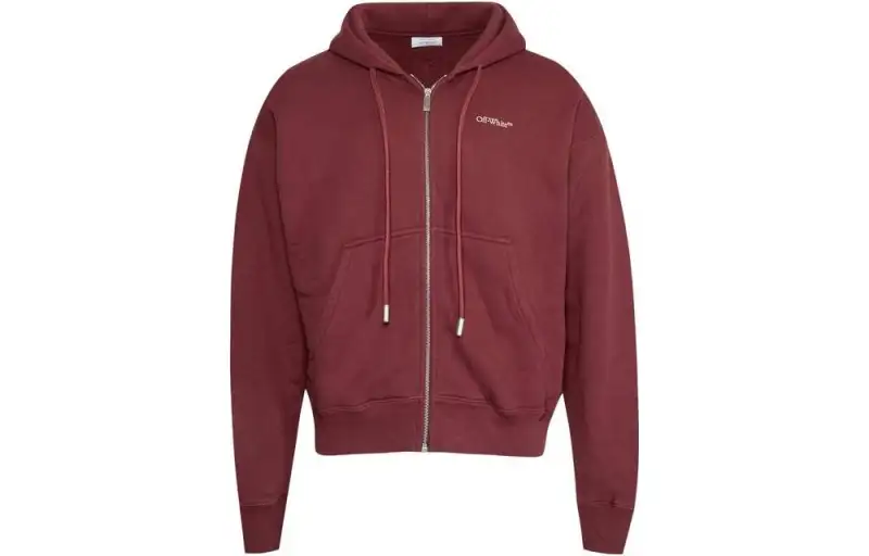OFF WHITE Sweatshirts Men's Rose Red Hooded Non Detachable Moderate Regular
