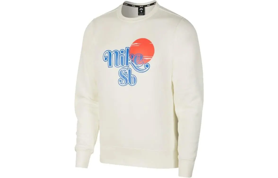 Nike Sweatshirts Men's White Crew Neck Moderate Straight Fit
