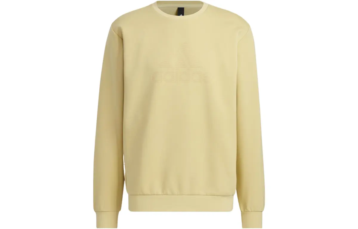 Adidas Sweatshirts Men's Yellow Crew Neck Moderate Straight Fit