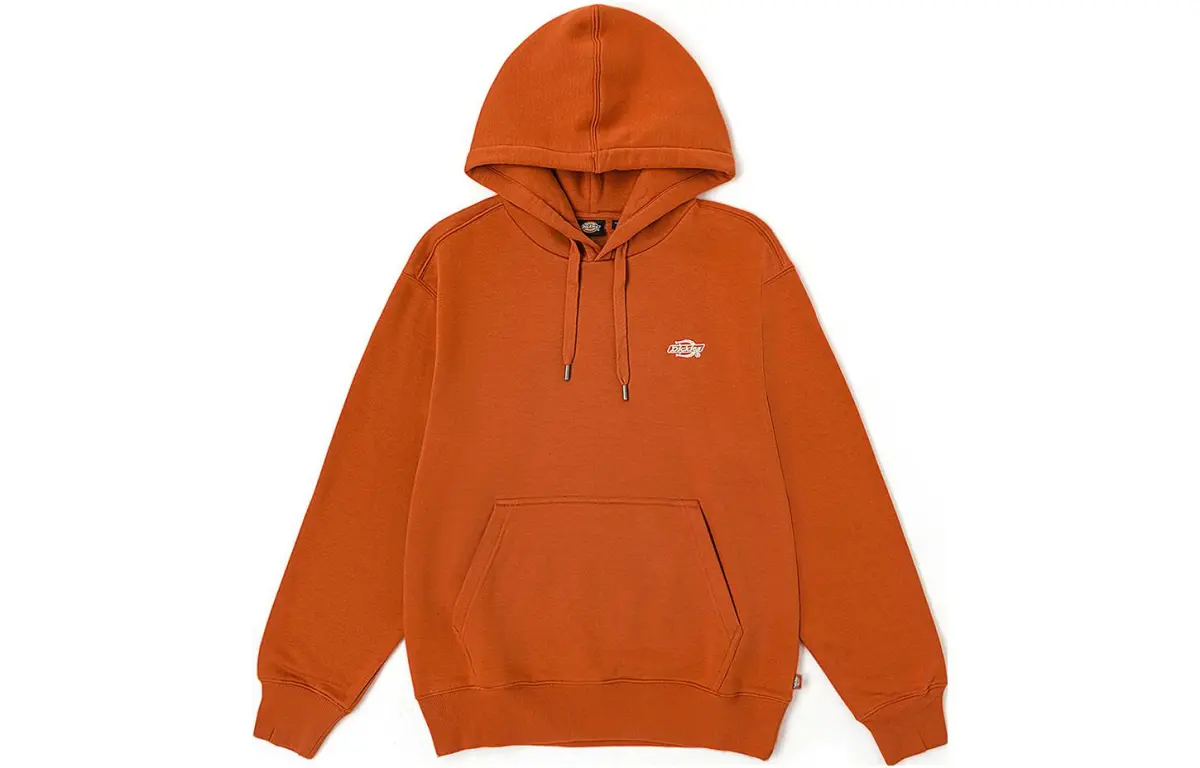 Dickies Brand Logo Letter Print Hooded Drawstring Pullover Fleece-Lined Sweatshirt Men's