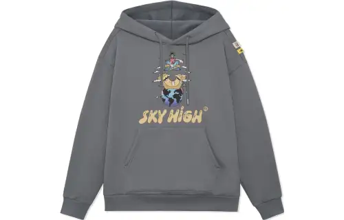 Li Ning Skateboard Steven Harrington Collaboration Collection, Fun Cartoon Print Thermal Fleece Lined Pullover