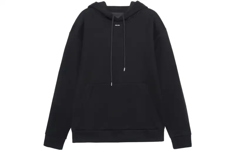 PRADA Sweatshirts Men's Black Hooded Moderate Regular