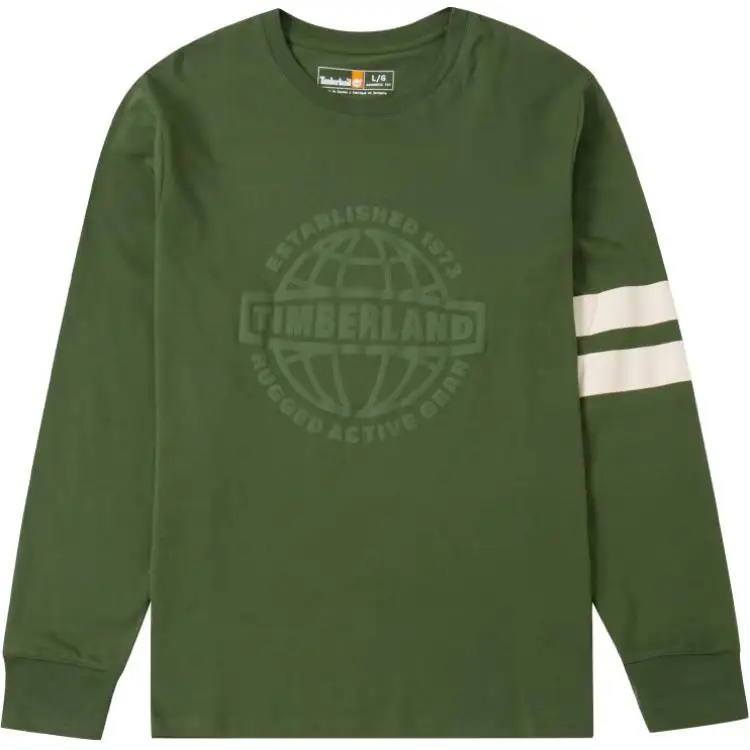 Timberland T Shirts Men's Green Crew Neck Moderate Straight Fit
