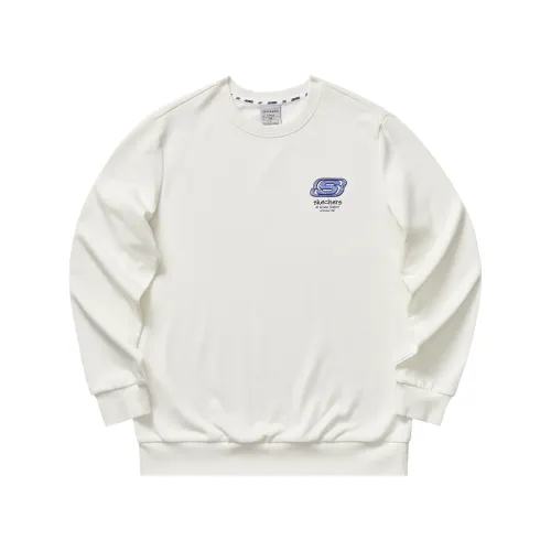 Skechers Colorful Sweatshirts Unisex Marshmallow White 0074 Crew Neck Moderate Regular