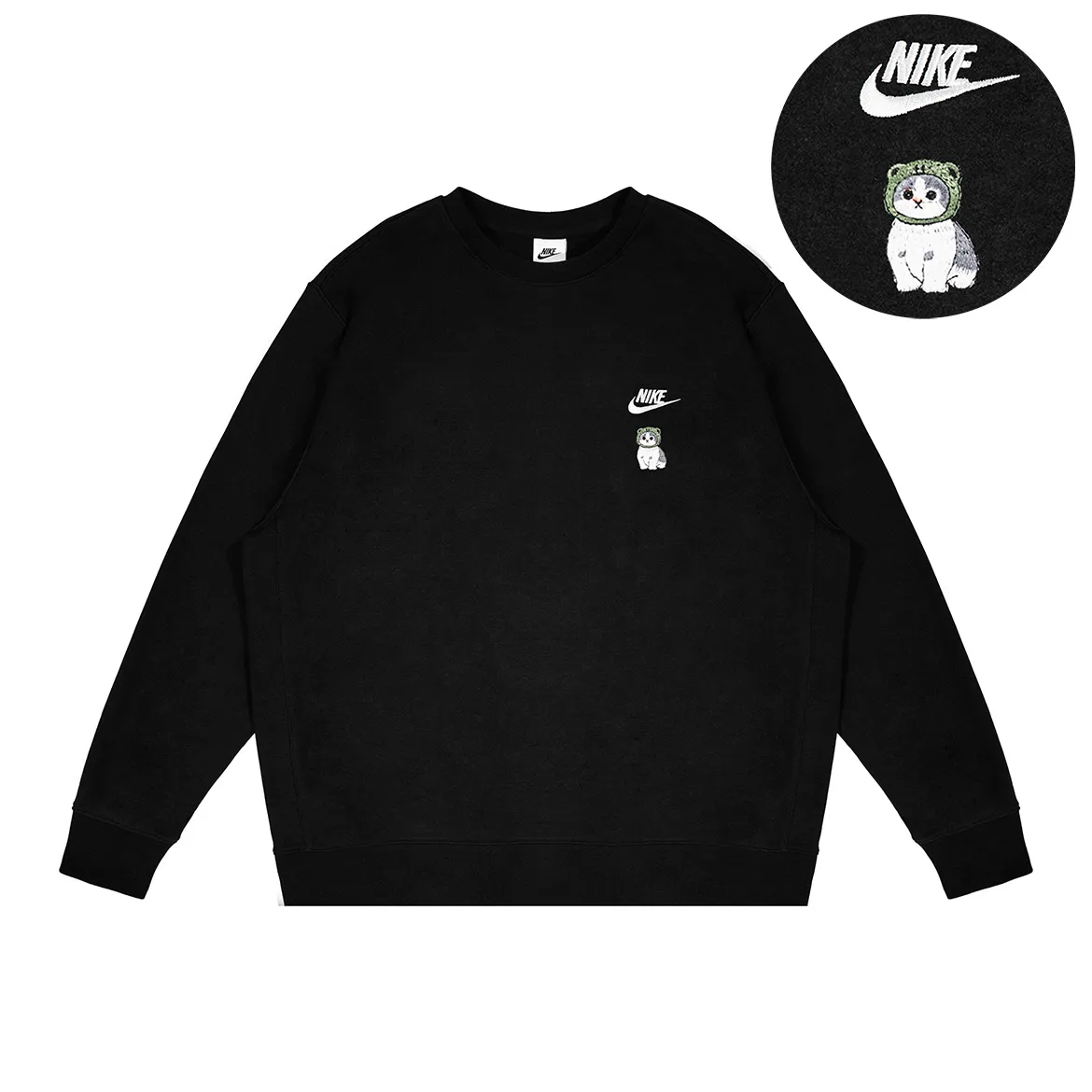 Nike Sweatshirts Unisex Black Crew Neck Thickened Regular
