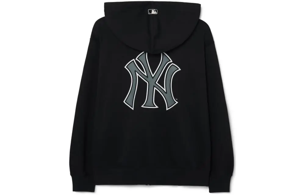 MLB New York Yankees Sweatshirts Unisex Black Hooded Moderate Straight Fit