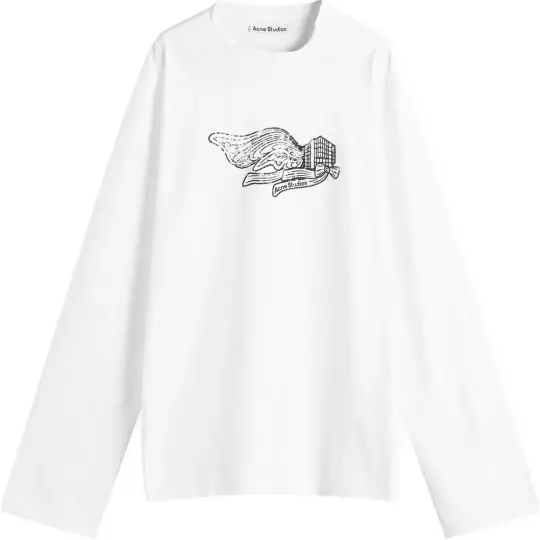 Acne Studios Logo Embroidered Long Sleeve T Shirt
