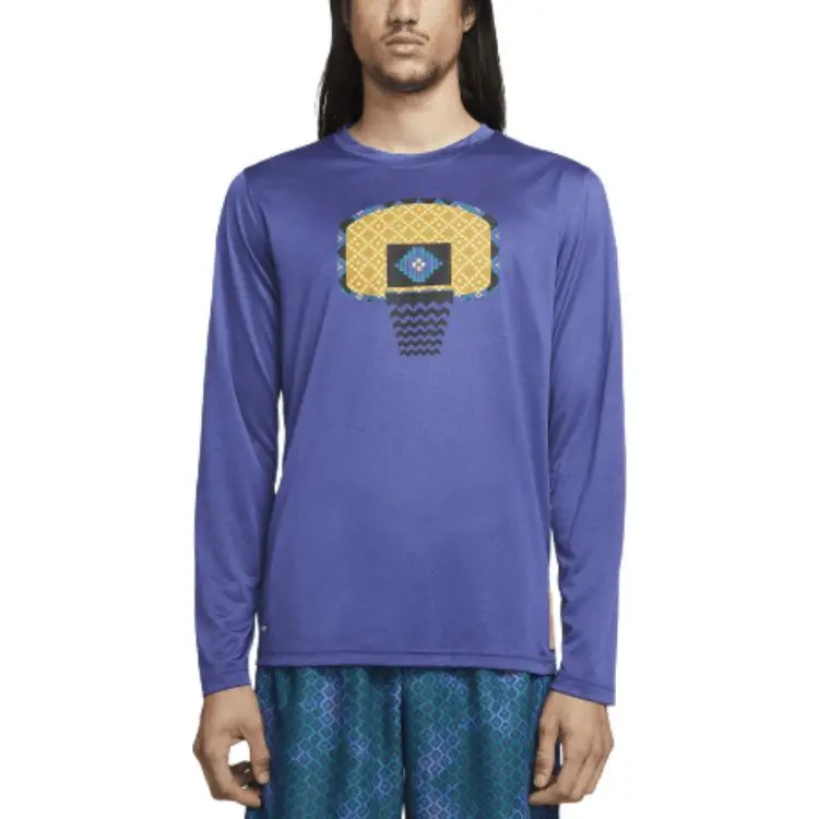 Nike T-Shirts Men's Purple Crew Neck Moderate Straight Fit
