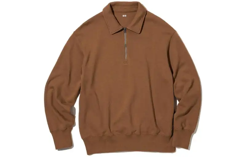 UNIQLO Sweatshirts Men's Umber Lapel Moderate Regular
