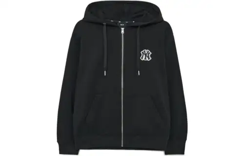 MLB Sweatshirts Unisex Black Hooded Moderate Cardigan