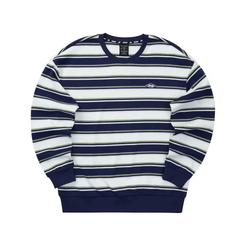Skechers Colorful Sweatshirt Unisex Navy Blue White Mixed Color Stripes