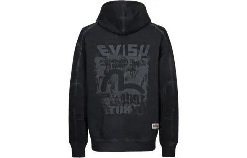 EVISU Sweatshirts Men's Black Hooded Moderate Regular
