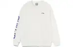 Li Ning Sports Fashion Collection Logo Letter Print Crew Neck Pullover Fleece Lined Sweatshirt Men's White