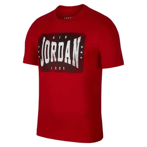 Jordan T Shirts Men's Red Crew Neck Moderate Straight Fit