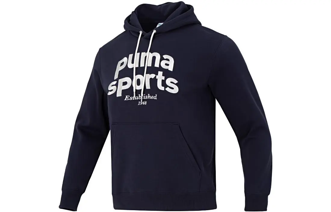 PUMA Sweatshirts Men's Navy Blue Hooded Moderate Regular
