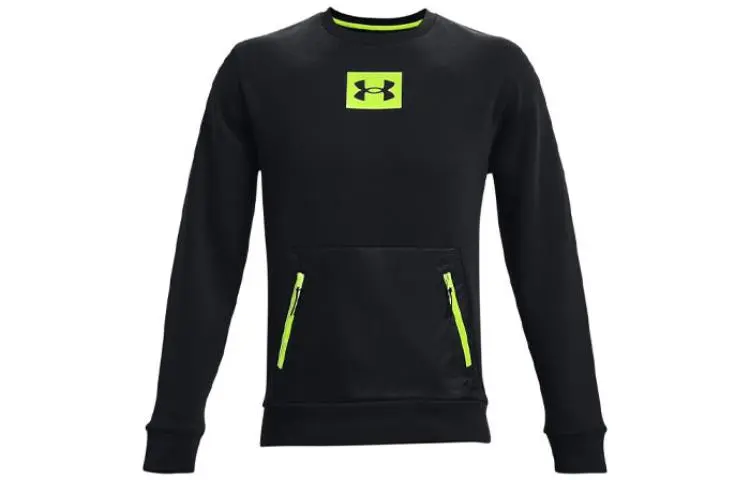 Under Armour Sweatshirts Men's Black Crew Neck Moderate Regular