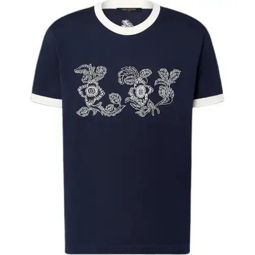 LOUIS VUITTON Graphic Intarsia Short Sleeved Cotton Crewneck