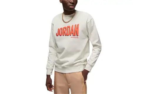 Jordan Sweatshirts Men's Ecru Crew Neck Moderate Regular