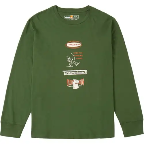 Timberland T Shirts Men's Green Crew Neck Moderate Straight Fit
