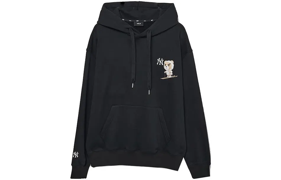 MLB New York Yankees Sweatshirts Unisex Black Hooded Moderate Straight Fit