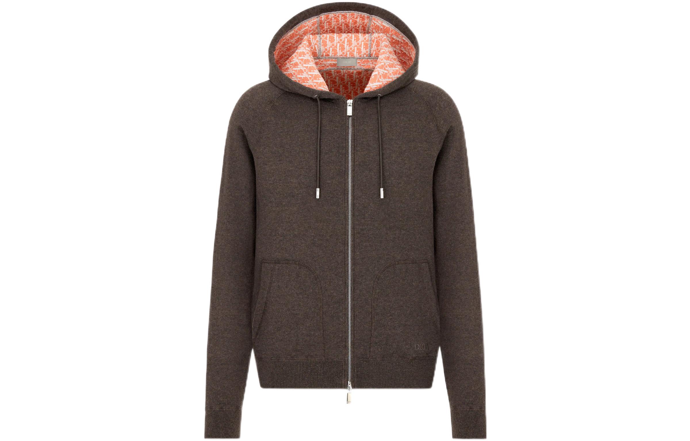 DIOR Dior SS23 solid color lined all-over printed long-sleeved sweatshirt for men, brown