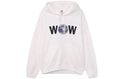 UNIQLO Sweatshirts Unisex White Hooded Moderate Regular