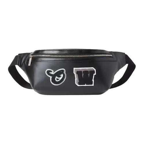OFF WHITE Cow Leather Shoulder Bag, Crossbody Bag, Fanny Pack Men's Black