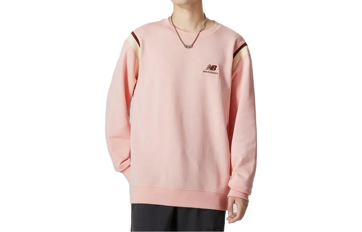 New Balance Sweatshirts Men's Pink Crew Neck Moderate Other