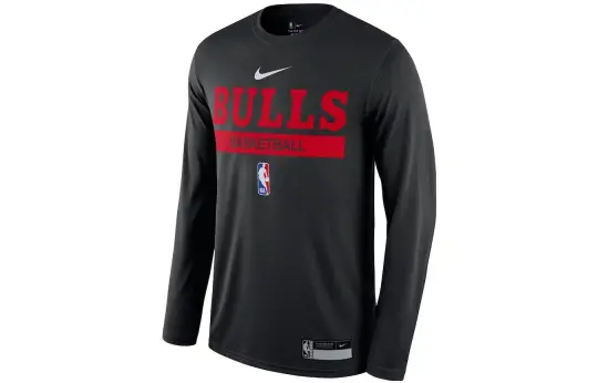 Nike Nba Chicago Bulls Practice Dri Fit Long Sleeve T shirt