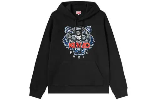KENZO Sweatshirts Men's Black Hooded Moderate Regular