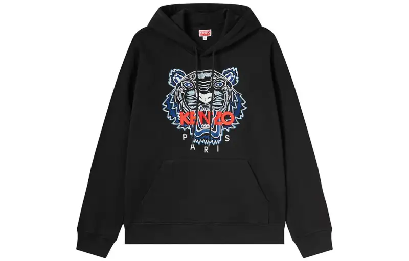 KENZO Sweatshirts Men's Black Hooded Moderate Regular