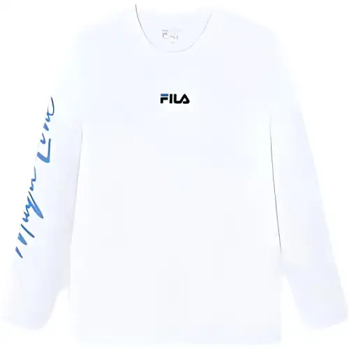 FILA T Shirts Men's White Crew Neck Moderate Straight Fit