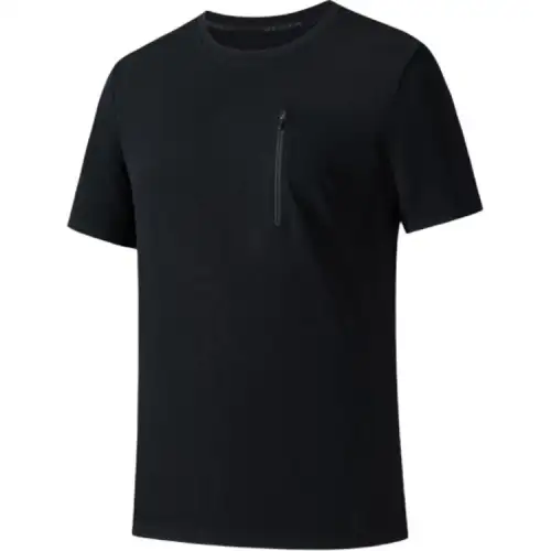 ANTA T Shirts Men's Black Crew Neck Moderate Straight Fit