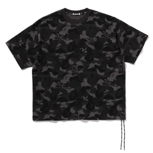A BATHING APE Mastermind JAPAN joint model FW24 all-over printed round neck loose logo embroidered drawstring short-sleeved T-shirt for men and women
