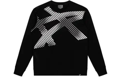ASICS Sweatshirts Unisex Black Crew Neck Moderate Regular