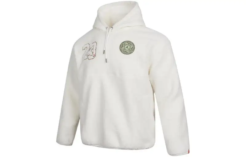 Jordan Sweatshirts Men's White Hooded Non Detachable Moderate Regular
