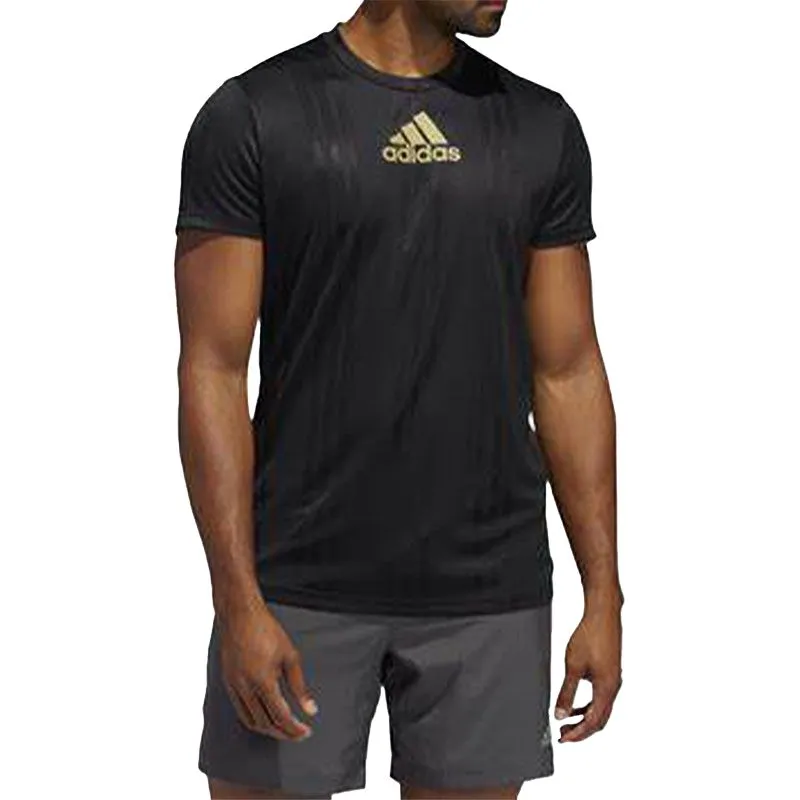 Adidas T-Shirts Men's Black Crew Neck Moderate Straight Fit