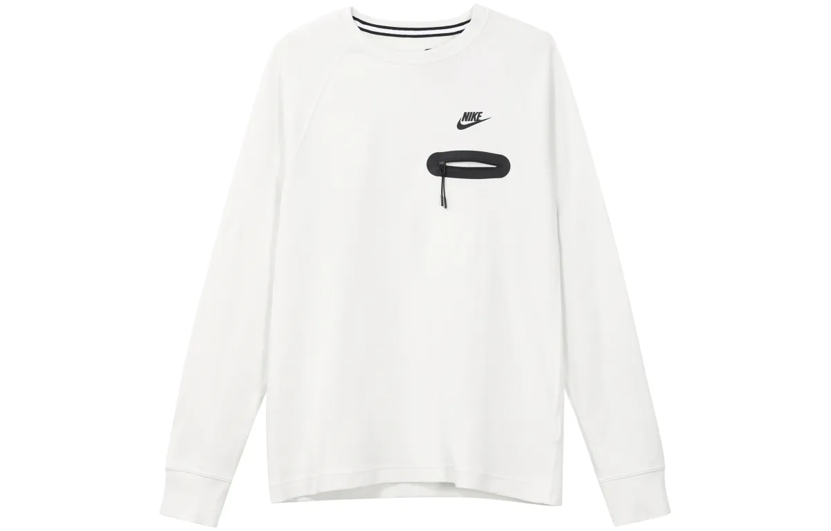 Nike Sweatshirts Men's White Crew Neck Moderate Straight Fit