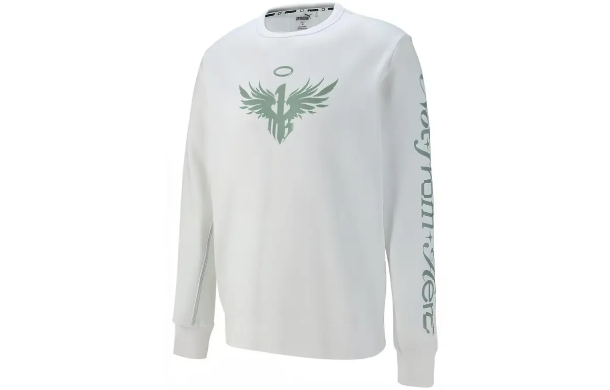 PUMA Sweatshirts Men's White Crew Neck Moderate Regular