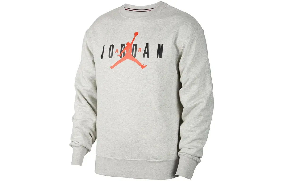 Jordan Air Sweatshirts Men's Gray Crew Neck Moderate Regular