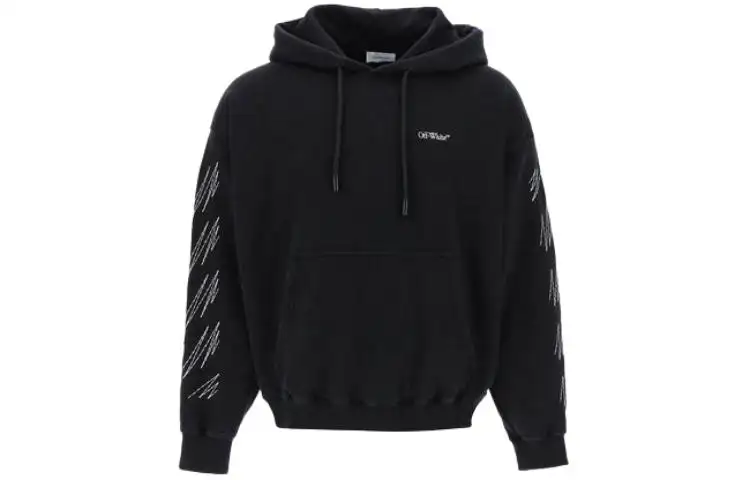 OFF-WHITE Contrast-stitching Cotton Hoodie
