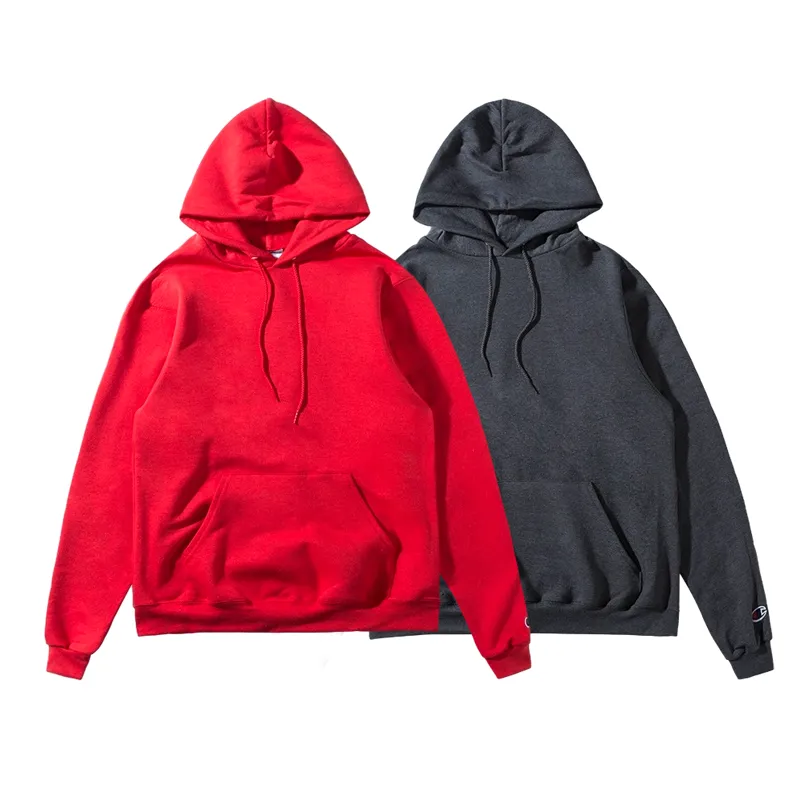 Champion Solid Color Minimalist Style Basic Hooded Fleece Lined Pullover Long Sleeved Sweatshirt Unisex 2 Pack