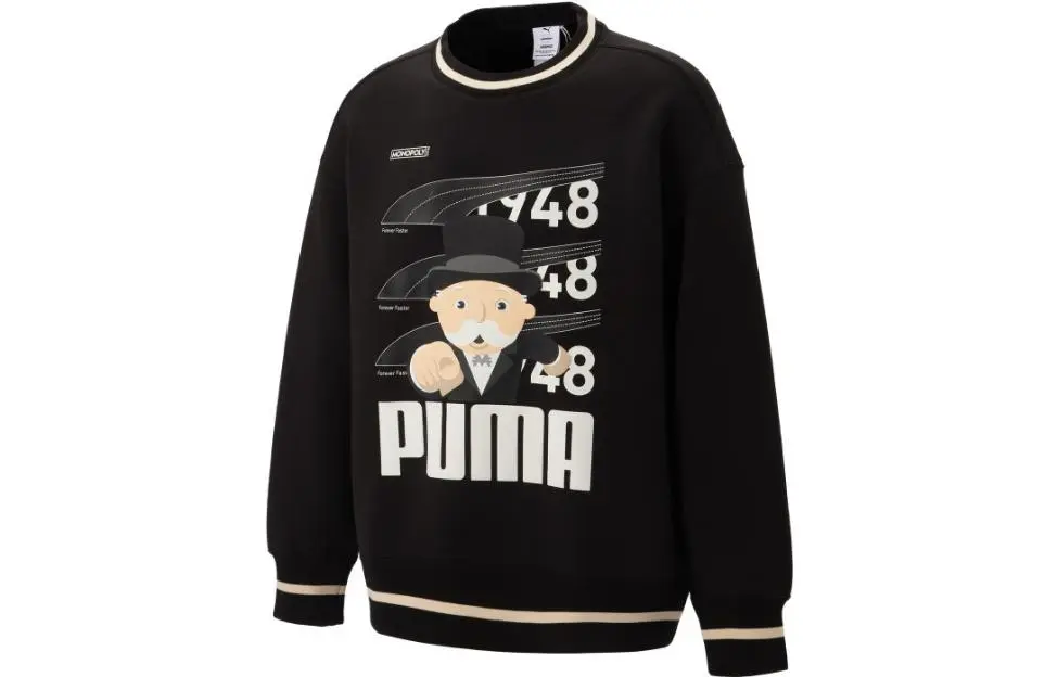 PUMA X Staffonly X Monopoly Sweatshirts Men's Black Crew Neck Moderate Straight Fit