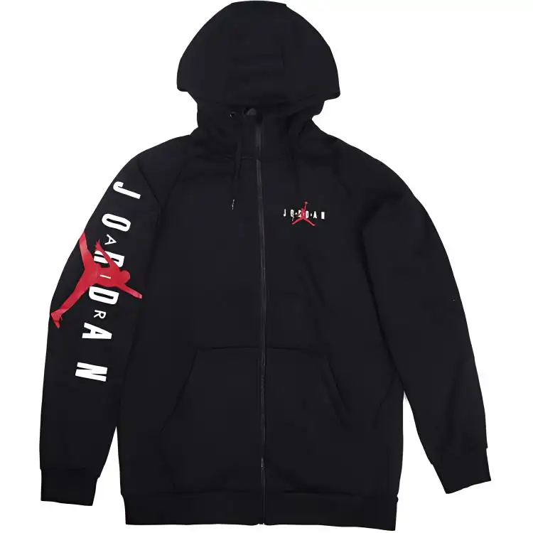 Jordan Sweatshirts Men's Black Hooded Moderate Cardigan