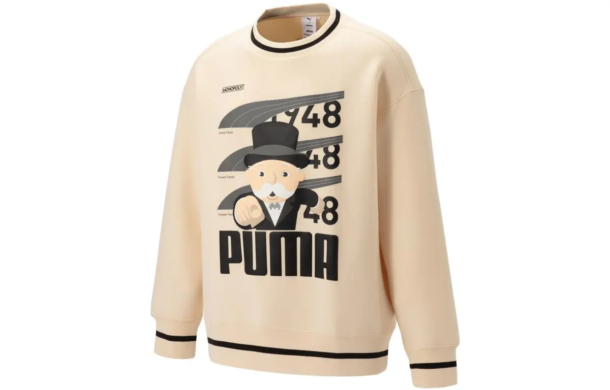 PUMA X Staffonly X Monopoly Sweatshirts Men's Khaki Crew Neck Moderate Regular